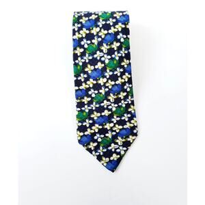 Ungaro Paris Silk Tie Black White Floral Italy